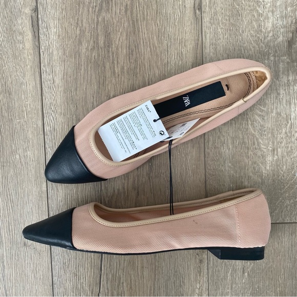 Zara Cap Toe Mesh Ballet Pointed Flats - Picture 6 of 8